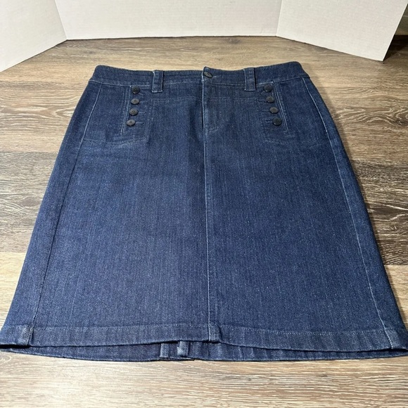 Lauren Ralph Lauren Dresses & Skirts - LRL Lauren Jeans Co Ralph Lauren Womens Sz 6 Denim Jean Skirt Dark Blue, Buttons